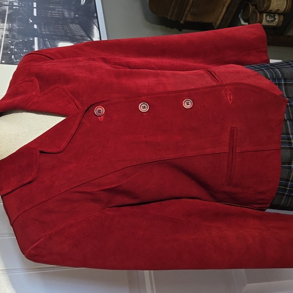 Margaret Godfrey Vintage Suede Blazer Lined Red Suede Leather Size 12 - Picture 2 of 9